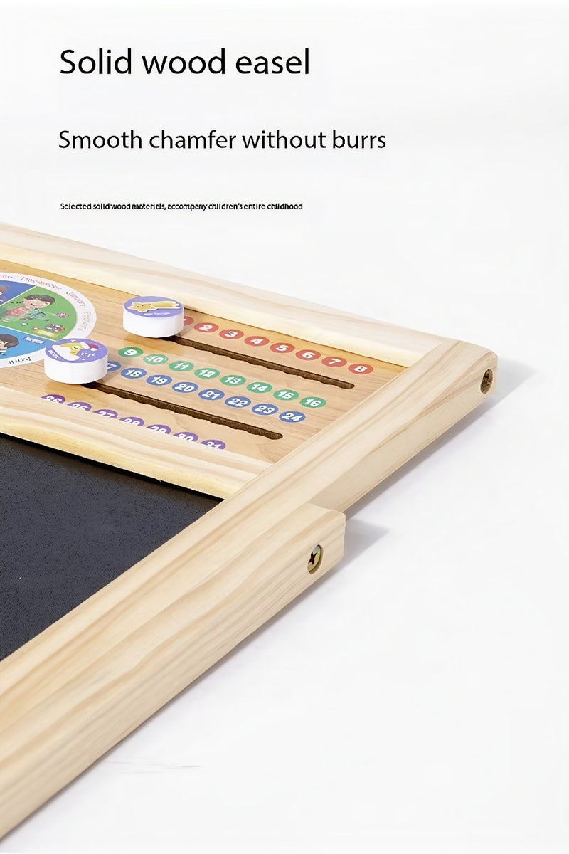 Sisily Children's blackboard wooden multifunctional magnetic puzzle black and white double-sided drawing board graffiti writing board Early Education & Intellectual Development - Image 4