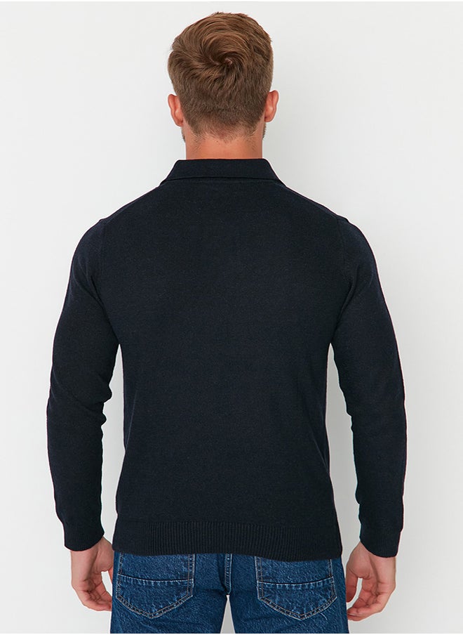 Navy Blue Slim Fit Polo Neck Buttoned Smart Knitwear Sweater TMNAW23KZ00238 - pzsku/Z51D17F630979BFC963CFZ/45/_/1730941485/ac273a43-1efa-4cbf-b07f-0d9c4d2973b9