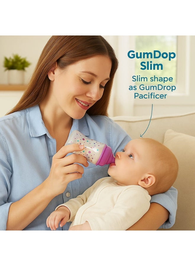ذا فيرست ييرز زجاجة رضاعة GumDrop Slim سعة 4 أونصات (حلمة تدفق بطيء، خالية من مادة BPA) - (وردي) - Image 5