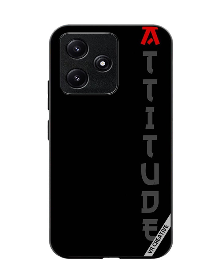 VR CREATIVE غطاء حماية لهاتف Xiaomi Poco M6 Pro 5G باللون الأسود مع تصميم نصي متعدد الألوان - Image 1