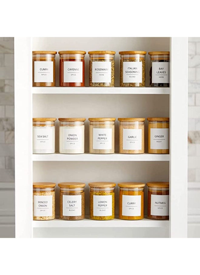 QUESERA - 84 Spice Jar Labels Preprinted 184 Minimalist Black Text on Square White Label  Water Resistant Spice Labels Sticker Seasoning  Herb  Spice Rack Organisation - Image 1