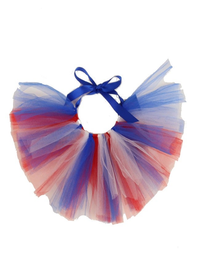 Pawpatu Handcrafted Red, White, Blue USA Flag Colors Mesh Tutu for Extra Small Dogs with 4 to 6 inch Waist - Image 1
