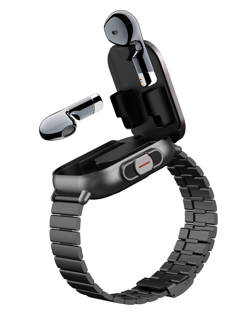 general Smartwatch with Earphones, 2.01 HD Smartwatch Health and Fitness Tracker for Men and Women, Call and Fitness Watch, Compatible with iOS and Android (Stainless Steel) - Image 2