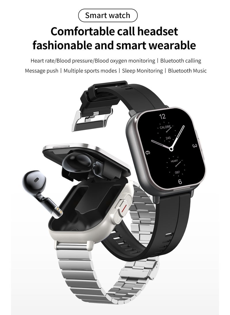 general Smartwatch with Earphones, 2.01 HD Smartwatch Health and Fitness Tracker for Men and Women, Call and Fitness Watch, Compatible with iOS and Android (Stainless Steel) - Image 5