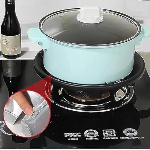 Treeneral Heavy Quality Open Gas Saver Burner Stand Fire And Windproof Gas Saver Jali Ring Gas Saver Protecter FlameWind Shield Energy Saver Heat Diffuser For Cooktop Range Pack Of 2 Black - Image 2