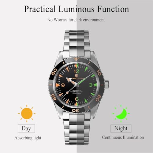 PAGRNE DESIGN Pagani Design Men's Automatic Watch Stainless Steel Strap Waterproof 200 Meters (Black) - Image 4