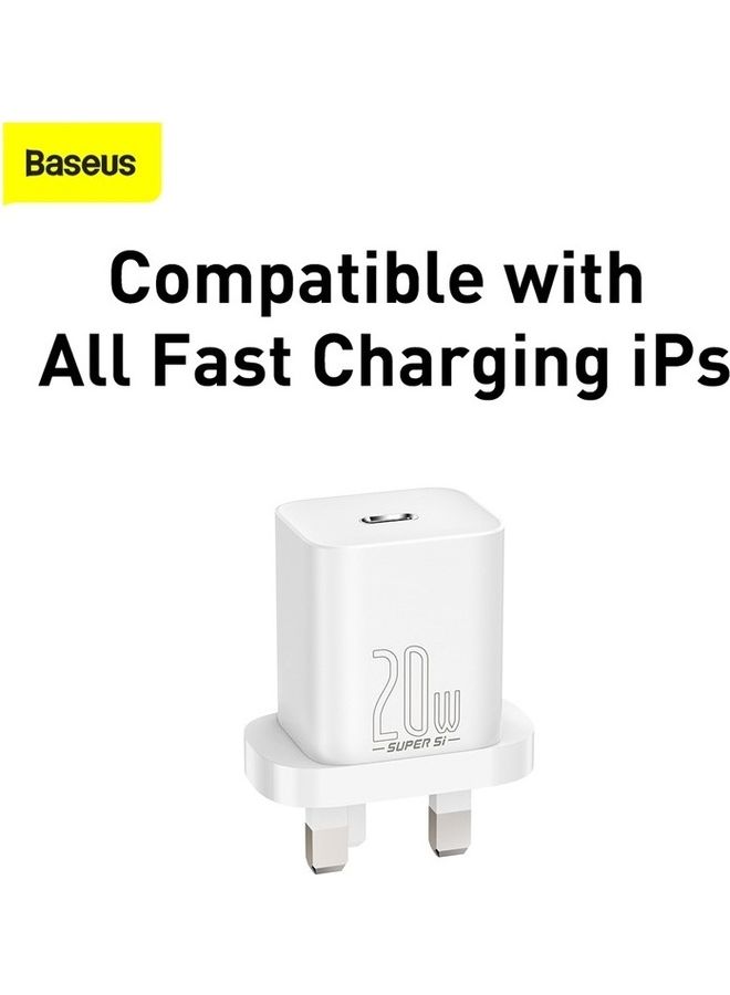 Baseus PD 20W Super Fast Charger Plug Wall Adapter Power Delivery Compatible with iPad mini-6, iPad Pro/Air, Galaxy S21/S21+/S21 Ultra/S20/Note20/S9/S10,Oneplus 8 Pro White - Image 4