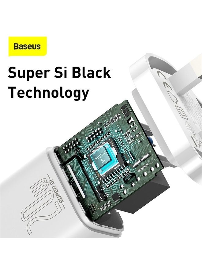 Baseus PD 20W Super Fast Charger Plug Wall Adapter Power Delivery Compatible with iPad mini-6, iPad Pro/Air, Galaxy S21/S21+/S21 Ultra/S20/Note20/S9/S10,Oneplus 8 Pro White - Image 3
