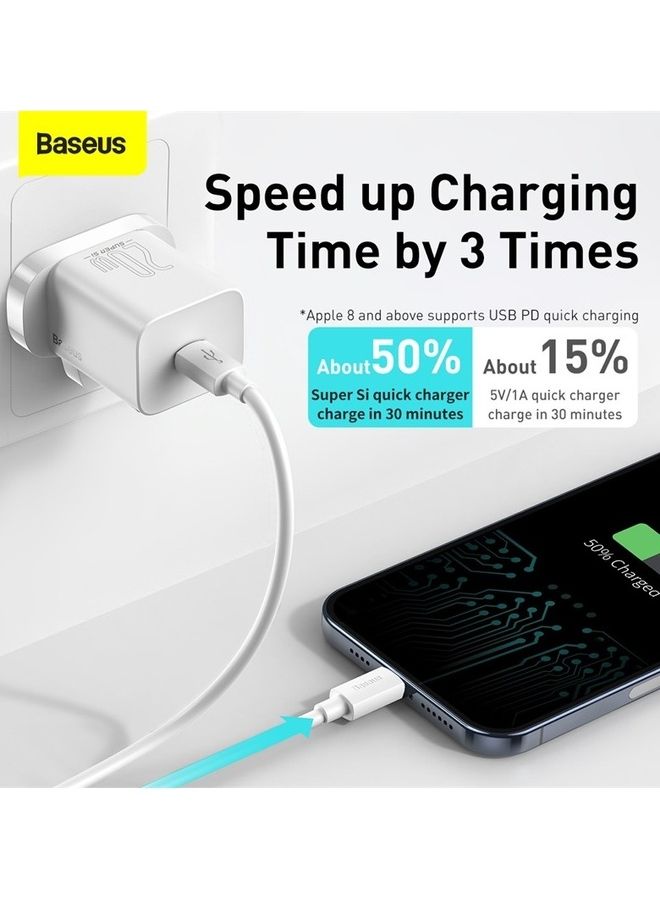 Baseus PD 20W Super Fast Charger Plug Wall Adapter Power Delivery Compatible with iPad mini-6, iPad Pro/Air, Galaxy S21/S21+/S21 Ultra/S20/Note20/S9/S10,Oneplus 8 Pro White - Image 5