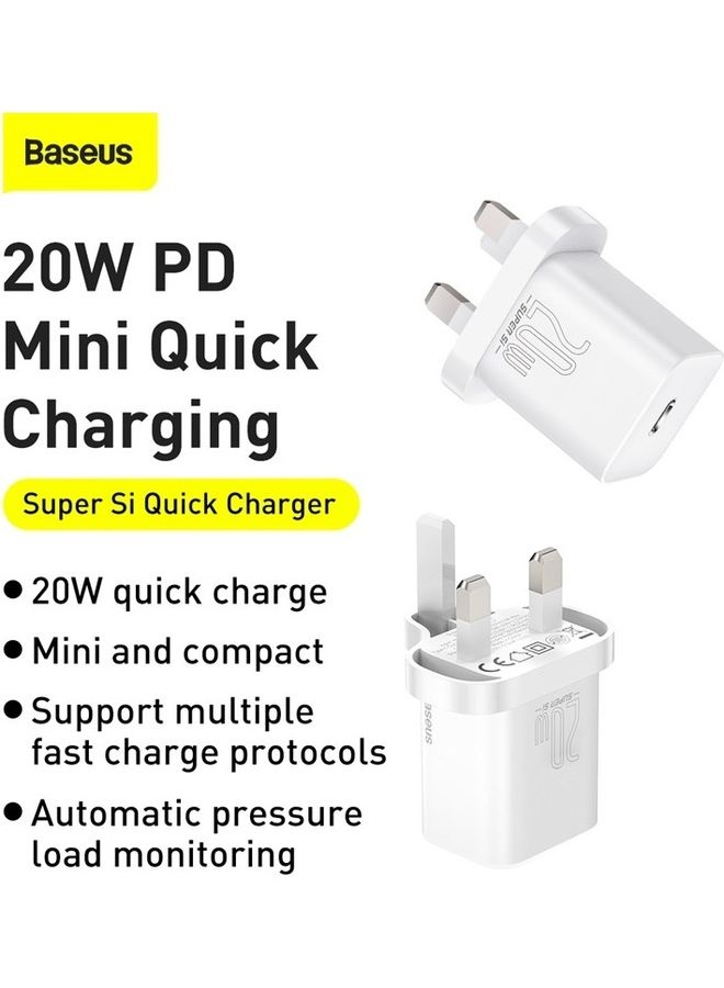 Baseus PD 20W Super Fast Charger Plug Wall Adapter Power Delivery Compatible with iPad mini-6, iPad Pro/Air, Galaxy S21/S21+/S21 Ultra/S20/Note20/S9/S10,Oneplus 8 Pro White - Image 2