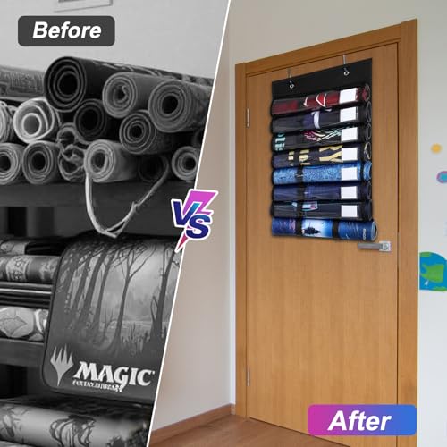 Lukeline Playmat Tube Storage Bag with 7 Sticky Straps71 Transparent Plastic Slots with LabelHanging Playmat Holder with 2 Hooks for TCGRPG Play Mat and Card Game Mat Tube - Image 3