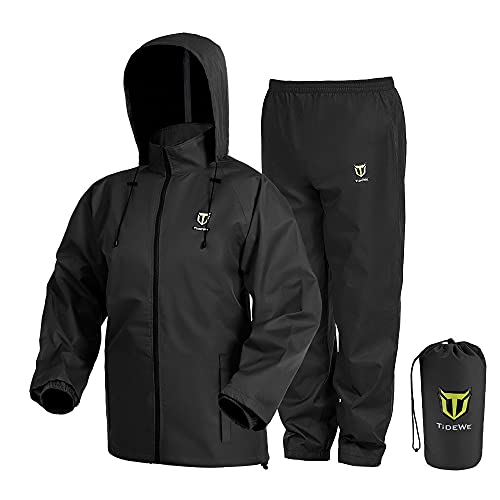 TIDEWE Rain Suit, Waterproof Breathable Lightweight Rainwear (Black Size XL) - Image 1