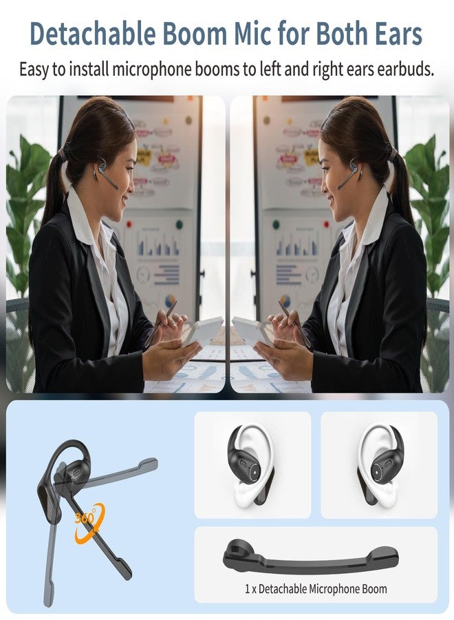 BANIGIPA سماعات رأس بانيجيبا مفتوحة الأذن مع ميكروفون ذراع قابل للفصل، سماعة بلوتوث 5.4 مع ميكروفون مانع للضوضاء، سماعات أذن لاسلكية حقيقية مع علبة شحن للعمل، خفيفة الوزن وهادئة، اتصال متعدد النقاط - Image 3