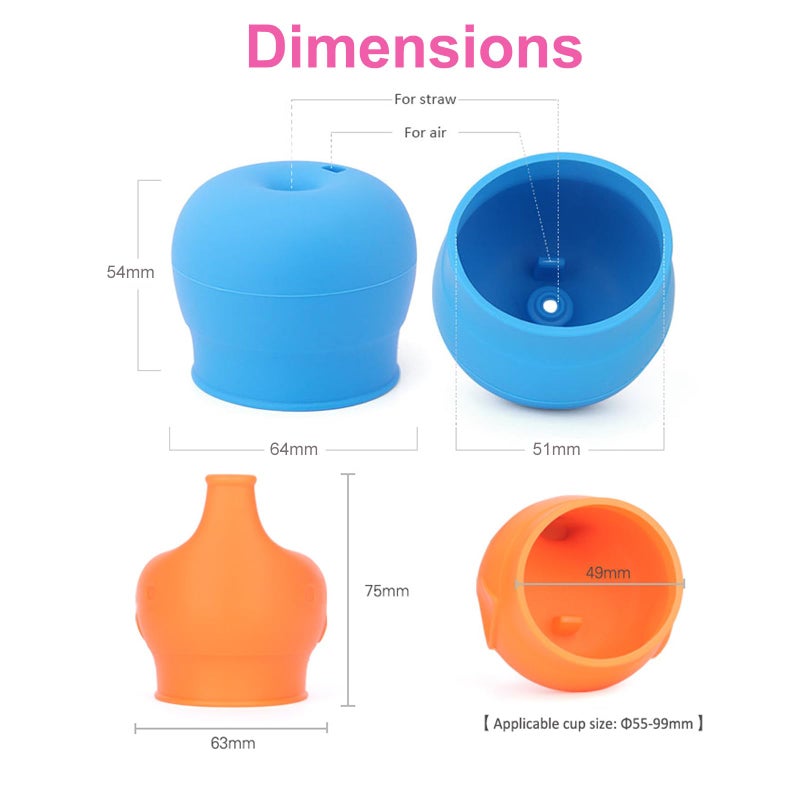 TOUGS Silicone Sippy Straw Cup Lids for Toddlers Babies (5 Pack) - Reusable, Spill-Proof - Stretches to Cover Tumblers, Yeti Rambler, Mason Jars, Cups and Mugs - Image 3