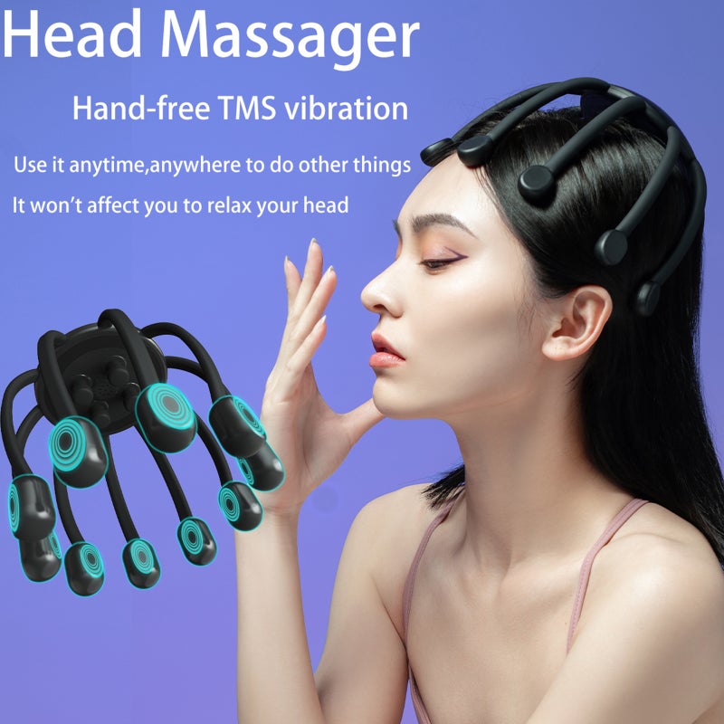 Electric Scalp Massager Head Massager, 10 Vibrating Contacts, 4 Modes, Multiple Massage Modes to Release Pressure, One Size Fits Most, Ideal Gift - Image 2