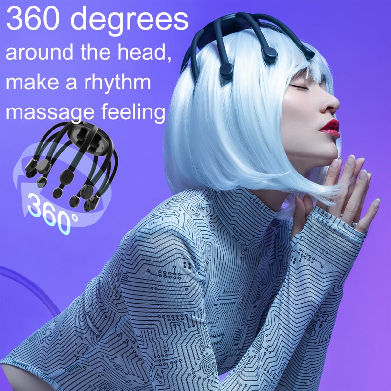 Electric Scalp Massager Head Massager, 10 Vibrating Contacts, 4 Modes, Multiple Massage Modes to Release Pressure, One Size Fits Most, Ideal Gift - Image 5