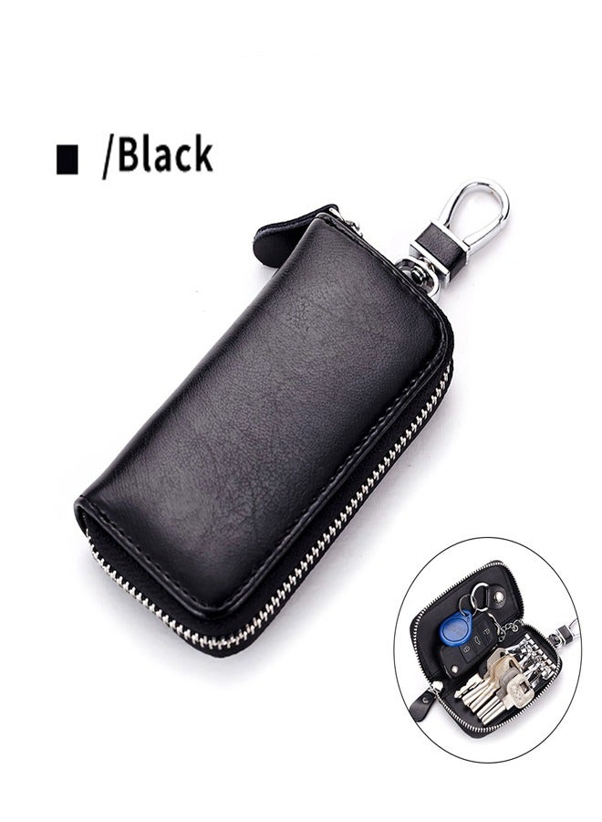 Genuine Leather Keybag For Men, Leather Zipper Wholesale Keybag, Cowhide, General Motors Multifunctional Home Keybag, Black  - Image 1