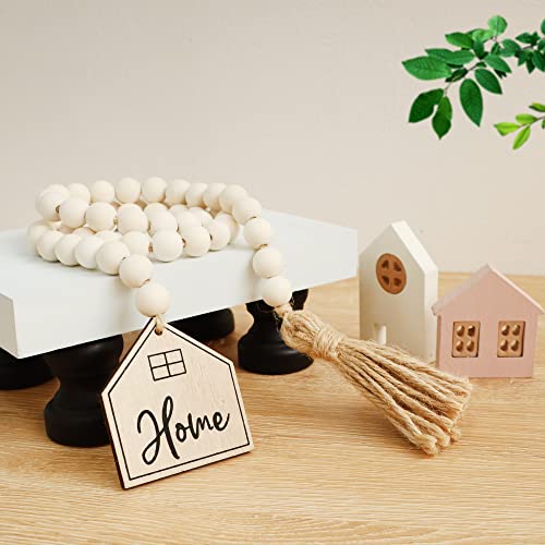 Meplait Home Wooden Bead Garland with Tassel, Decorative Beads Home Decor Farmhouse Tassel Garland Boho Decor for Tiered Tray（38in） - Image 3