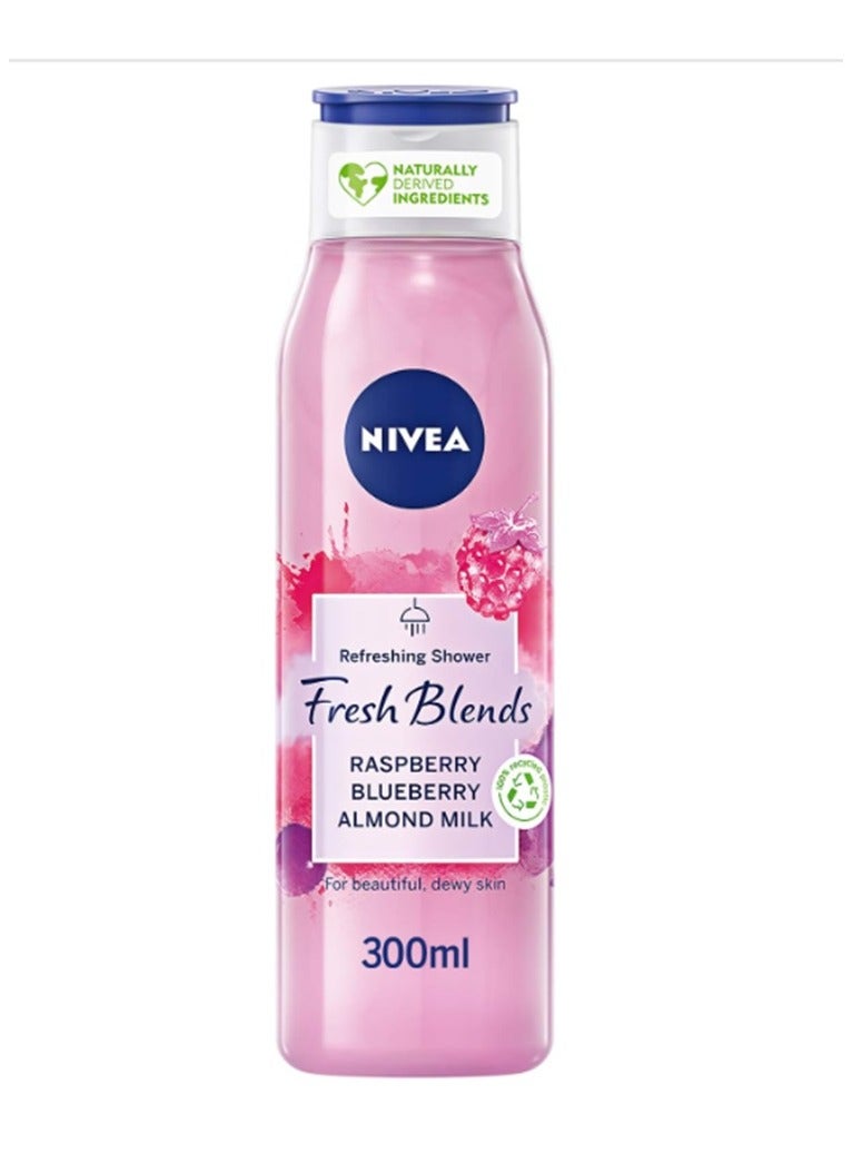 Nivea Fresh Blends Refreshing Shower Gel Raspberry Blueberry Almond Milk 300ml - Image 1