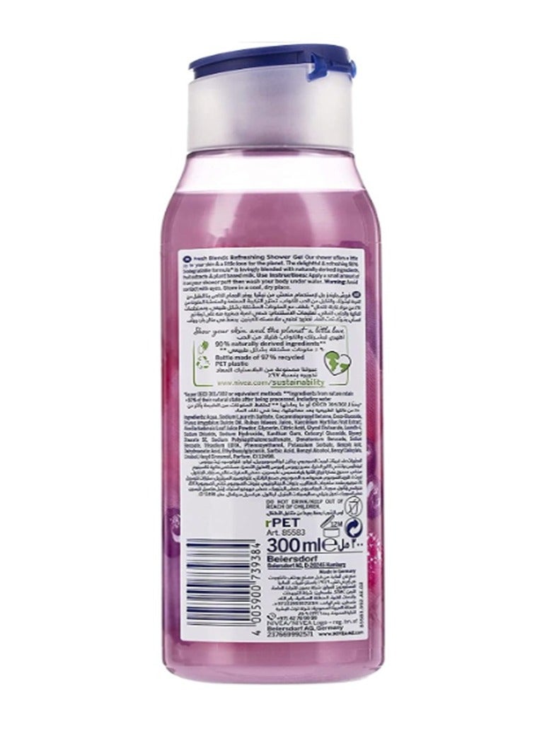 Nivea Fresh Blends Refreshing Shower Gel Raspberry Blueberry Almond Milk 300ml - Image 2