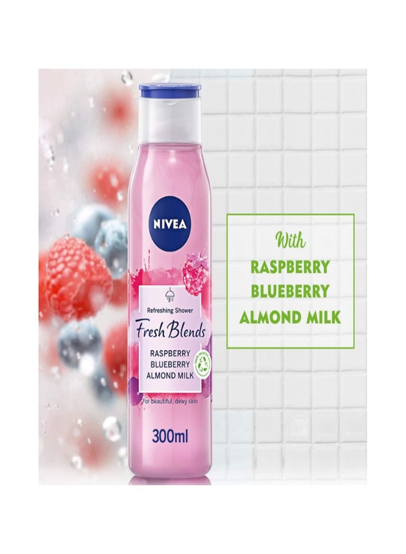 Nivea Fresh Blends Refreshing Shower Gel Raspberry Blueberry Almond Milk 300ml - Image 3