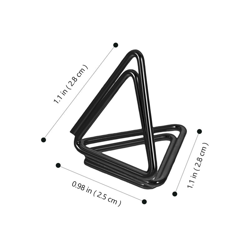 6 قطع من مشابك المذكرات المطلية بالذهب على شكل مثلث أسود لحاملي بطاقات موائد الأفراح - Image 3