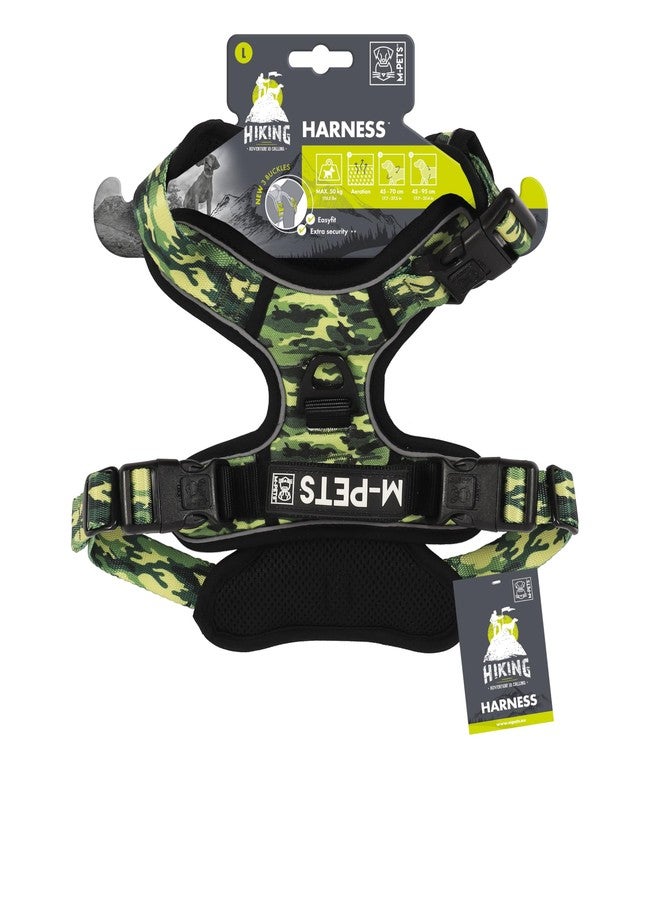 أم-بيتس حزام صدر للكلاب من إم-بيتس، مصنوع من قماش متين مقاوم للماء، مبطن بنعومة، يسمح بمرور الهواء، مزود بشريطين عاكسين، مريح للمشي والتنزه والتدريب في الهواء الطلق، بنقشة مموهة، مقاس كبير - Image 1