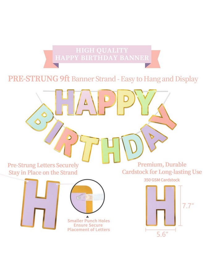 Litaus , Birthday Decorations, No Diy - Pack Of 17 | Macaron Happy Birthday Banner, Honeycomb Balls, Swirls, Garland | Happy Birthday Decorations | Birthday Party Decorations - Image 2