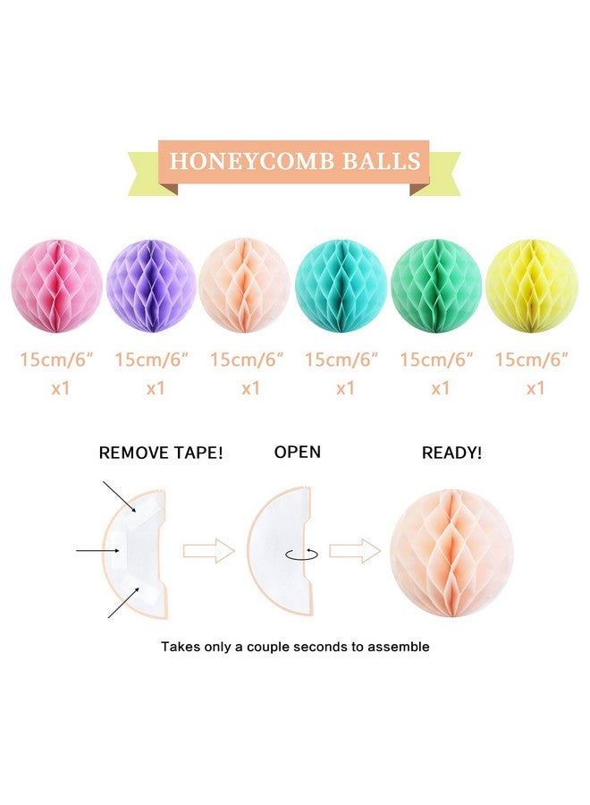 Litaus , Birthday Decorations, No Diy - Pack Of 17 | Macaron Happy Birthday Banner, Honeycomb Balls, Swirls, Garland | Happy Birthday Decorations | Birthday Party Decorations - Image 4