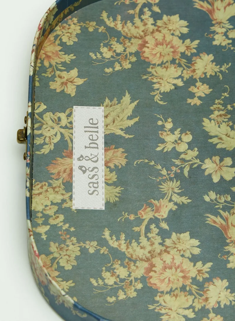 Sass & Belle Set Of 3 Delphine Blue Vintage Rose Suitcases