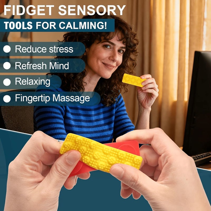Quiet Textured Sensory Suction Fidget Strips 4pcs Random Color Adult Relaxation Massage Tools Anxiety Calming Stickers Office Desk Must Have Holiday Gifts - Image 5