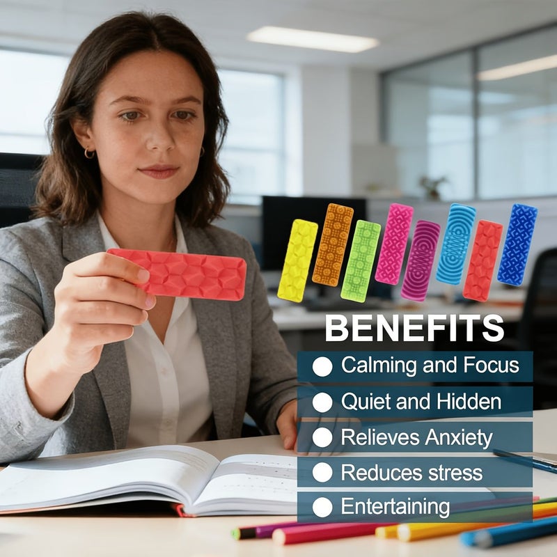 Quiet Textured Sensory Suction Fidget Strips 4pcs Random Color Adult Relaxation Massage Tools Anxiety Calming Stickers Office Desk Must Have Holiday Gifts - Image 4