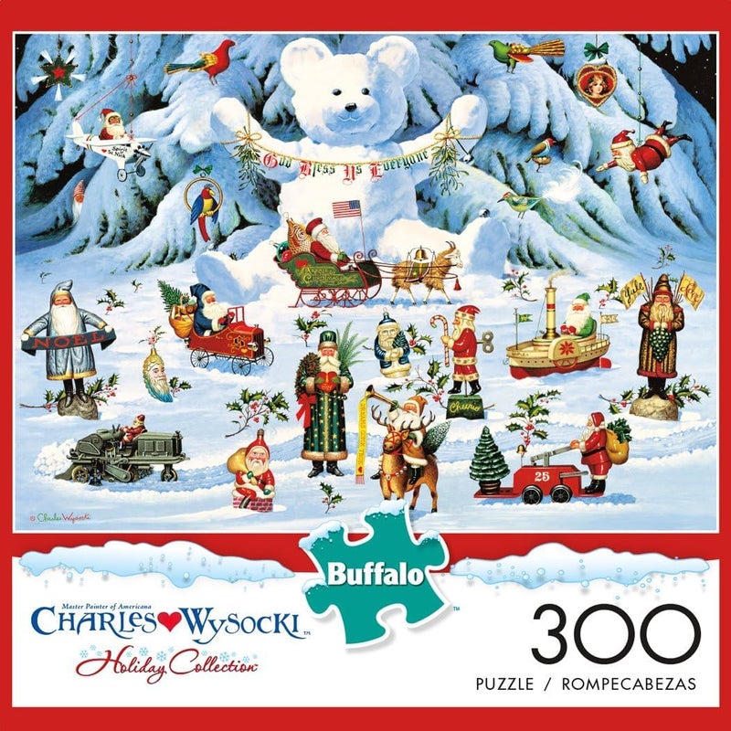 Buffalo Games Buffalo - 300 Piece Jigsaw Puzzle - Charles Wysocki - Jingle Bell Teddy and Friends - Christmas - Holiday Scene Puzzles for Families - Image 3