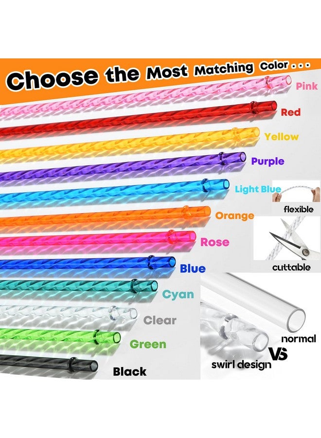 ALINK ALINK 12-Pack Reusable Plastic Clear Swirl Straws, 11" Long Colorful Hard Plastic Tumbler Replacement Straws for 16 OZ 20 OZ 30 OZ Stanley, YETI, Starbucks, Owala Tumblers with Brush - Image 4