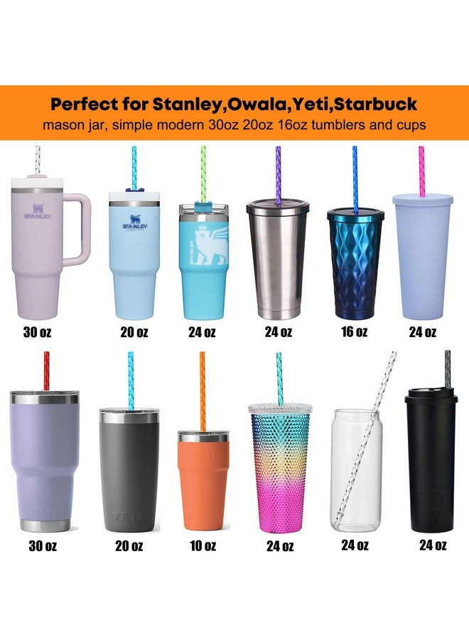 ALINK ALINK 12-Pack Reusable Plastic Clear Swirl Straws, 11" Long Colorful Hard Plastic Tumbler Replacement Straws for 16 OZ 20 OZ 30 OZ Stanley, YETI, Starbucks, Owala Tumblers with Brush - Image 3