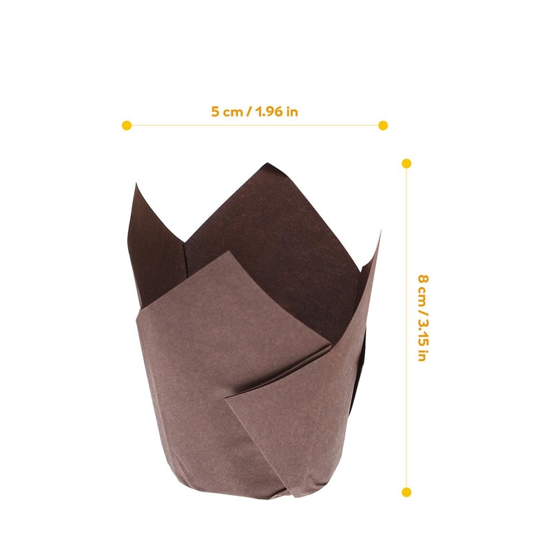 Natural Brown Kraft Cupcake Liners 100pcs Oil Proof Nonstick Baking Paper Cups - Image 3