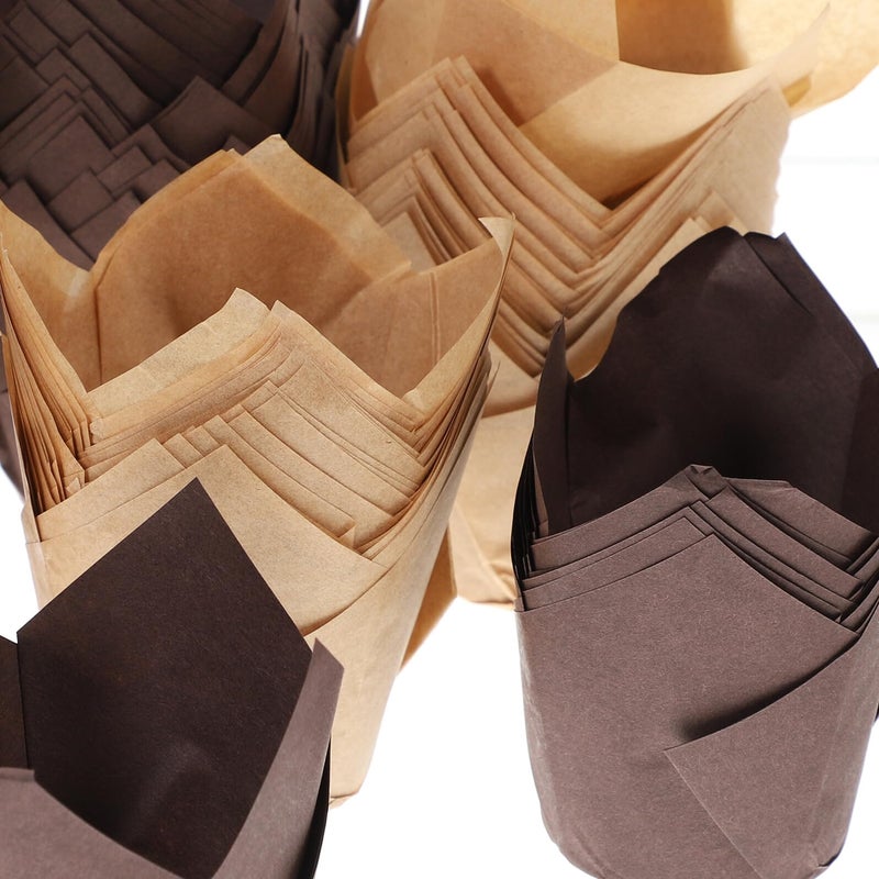 Natural Brown Kraft Cupcake Liners 100pcs Oil Proof Nonstick Baking Paper Cups - Image 5