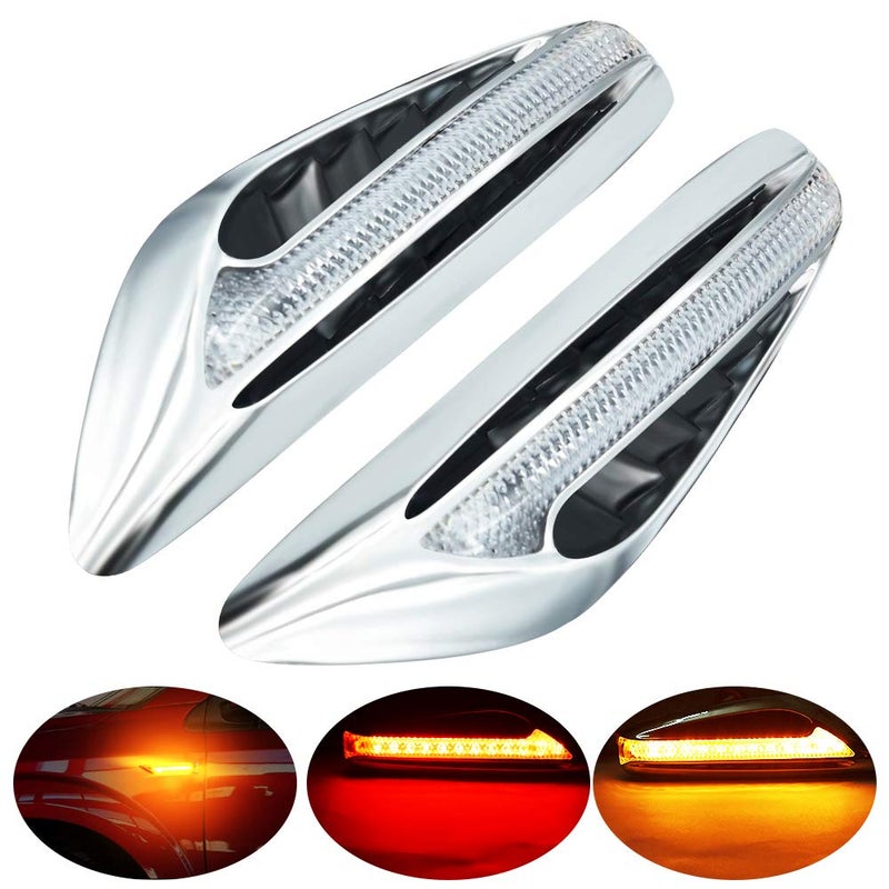 YEERON Blade Shape LED Side Marker Lights Double Color Driving Lights White YellowAmber Turn Signals for Motorcycles 2Pack