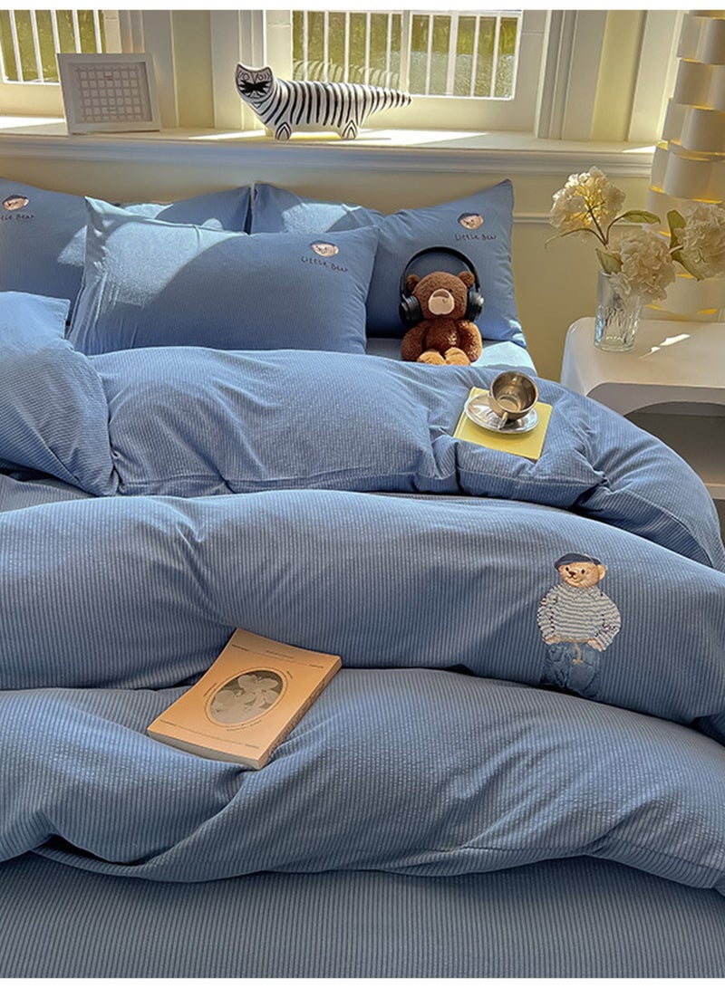 4 pcs - Bedding set: Includes 1 bed sheet (230*250cm), 1 quilt cover (200*230cm), and 2 pillowcases (48*74cm). Suitable for 1.5-meter single bed or 1.8-meter double bed. - Image 4