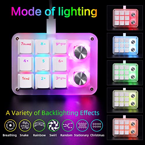 Koolertron 9-Key Mechanical Numpad with 2 Programmable Knobs, LED Backlit Macro Gaming Keyboard, Fully Customizable Numeric Keypad for PC - Image 4