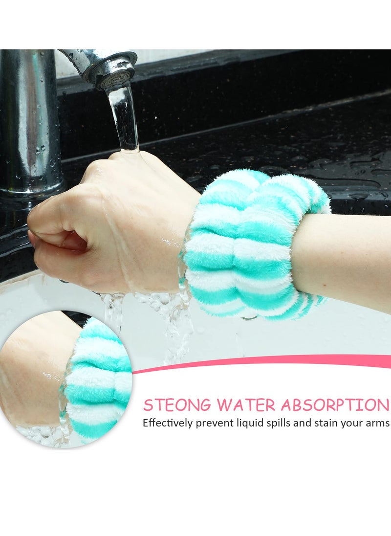 Generic 4 Pairs Microfiber Wristbands Face Towel Wristbands Absorbent Headbands for Women  - Image 2