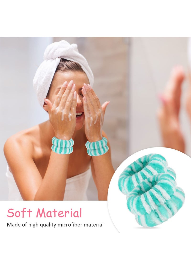 Generic 4 Pairs Microfiber Wristbands Face Towel Wristbands Absorbent Headbands for Women  - Image 5