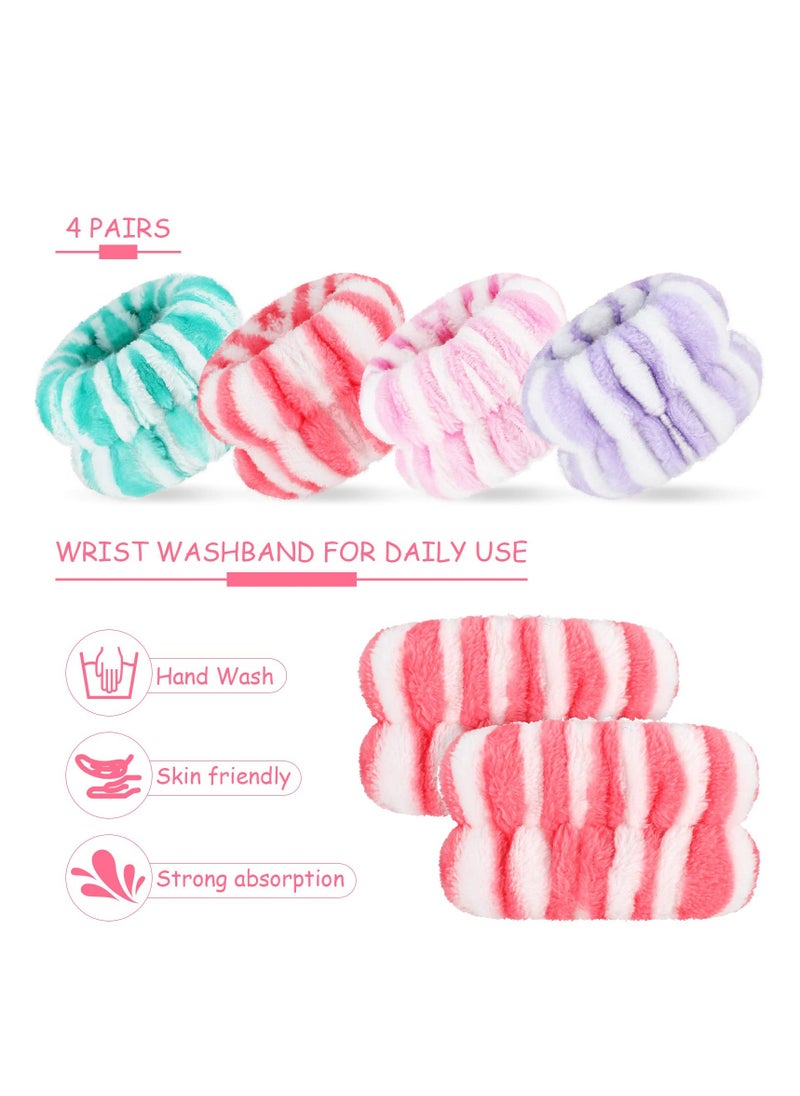 Generic 4 Pairs Microfiber Wristbands Face Towel Wristbands Absorbent Headbands for Women  - Image 3