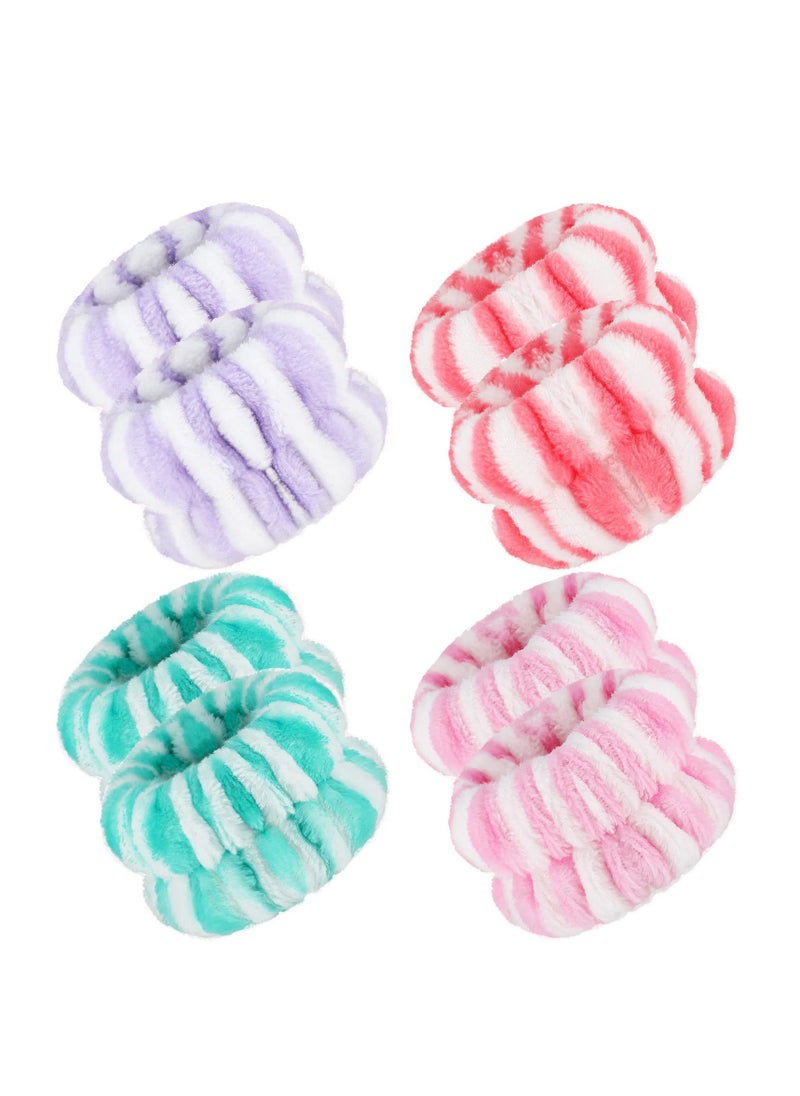 Generic 4 Pairs Microfiber Wristbands Face Towel Wristbands Absorbent Headbands for Women  - Image 1