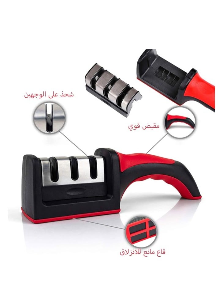 سکیلو - مجموعة مبراة سكاكين  3 في 1 مع سكين للحوم والفواكه + مقشرة سيراميك - مبراة شفرة مطلية بالماس على 3 مراحل - مجموعة سكاكين المطبخ ومقشرة للاستخدام المنزلي - Image 1