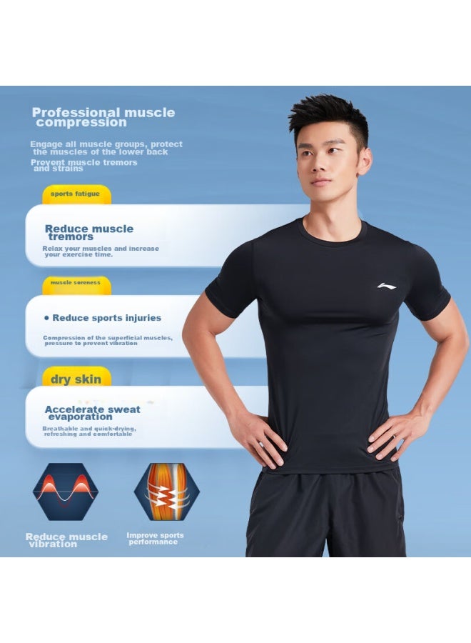 Li-Ning Li-ning Compression Shirt, Fitness Clothing For Men, Sports Quick-dry Top, Basketball Training, Running T-shirt, Compression Shirt, Quick-dry Short Sleeve - Image 3