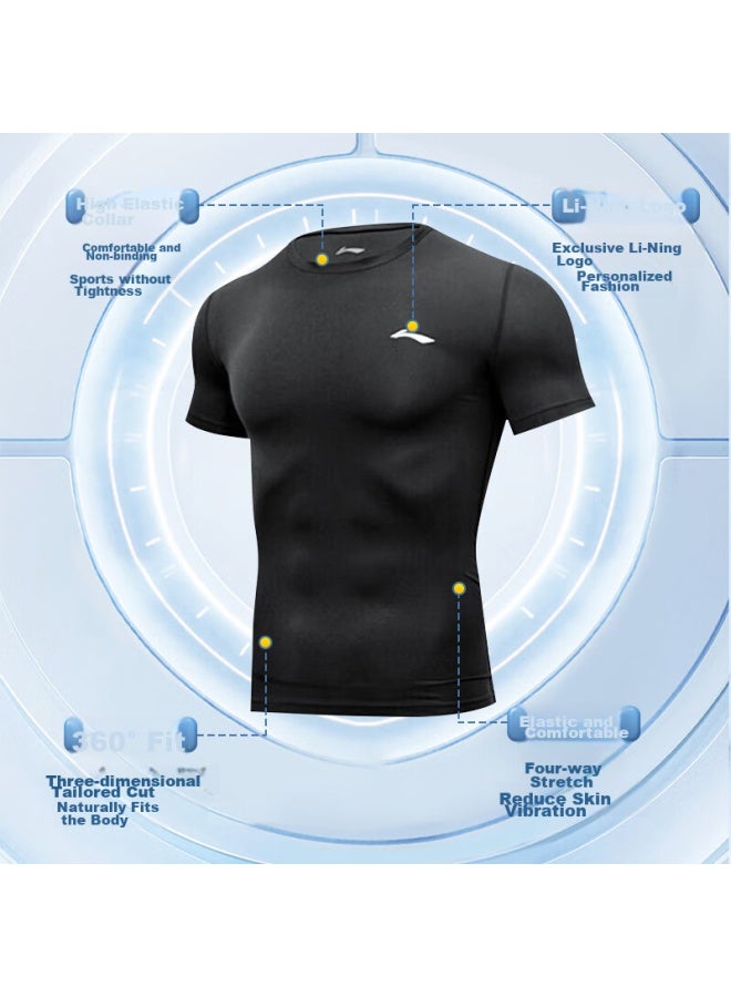 Li-Ning Li-ning Compression Shirt, Fitness Clothing For Men, Sports Quick-dry Top, Basketball Training, Running T-shirt, Compression Shirt, Quick-dry Short Sleeve - Image 4