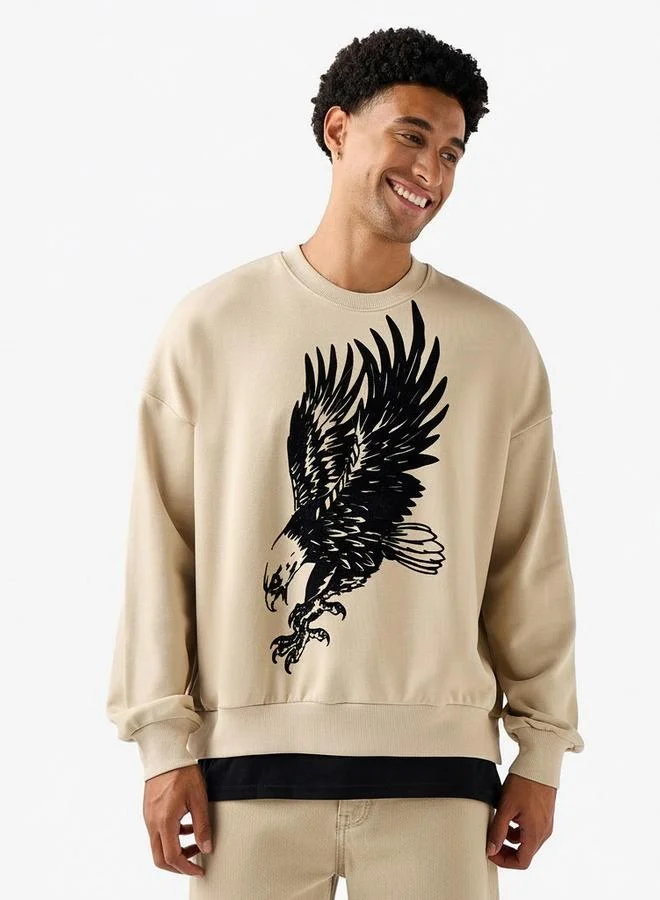 سبلاش فيڤ سويت شيرت رجالي واسع بطبعة نسر