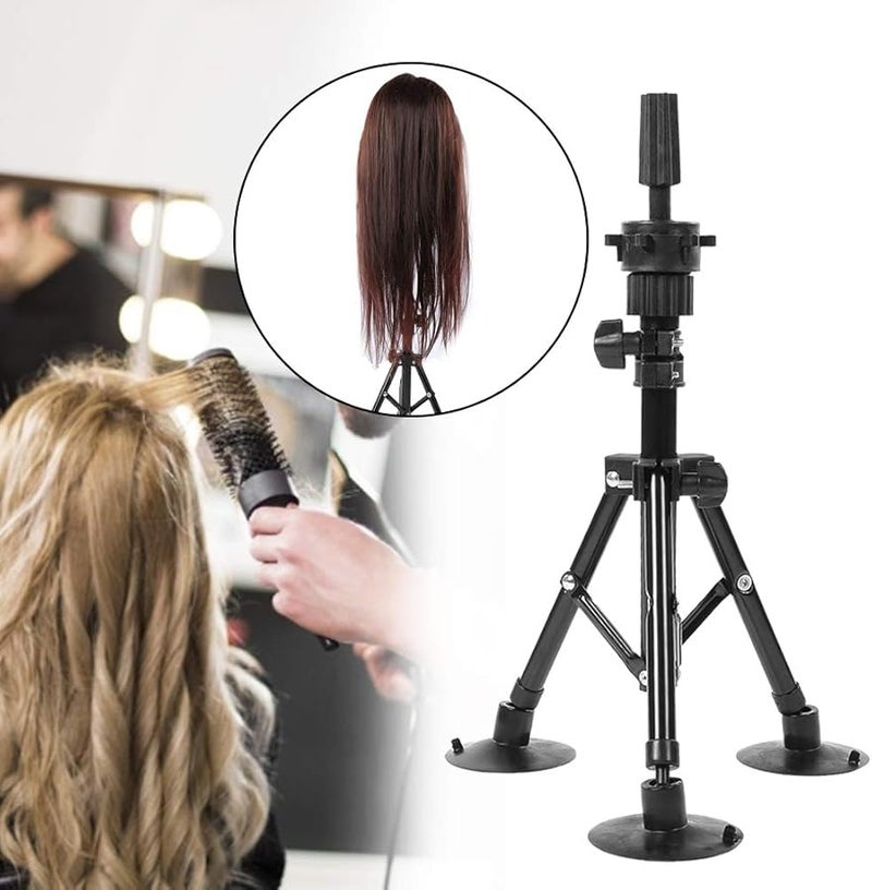Black ABS Wig Head Stand Mannequin Tripod 60cm Height with Suction Cup Base for Hair Styling Training Salon Home Use - Image 3