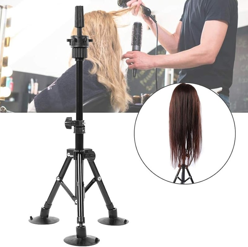 Black ABS Wig Head Stand Mannequin Tripod 60cm Height with Suction Cup Base for Hair Styling Training Salon Home Use - Image 5